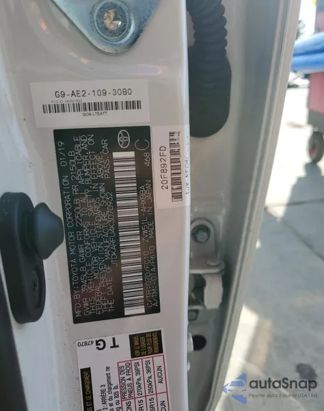 2019 Toyota Prius z USA, uszkodzony, nr VIN JTDKARFU4K3070932